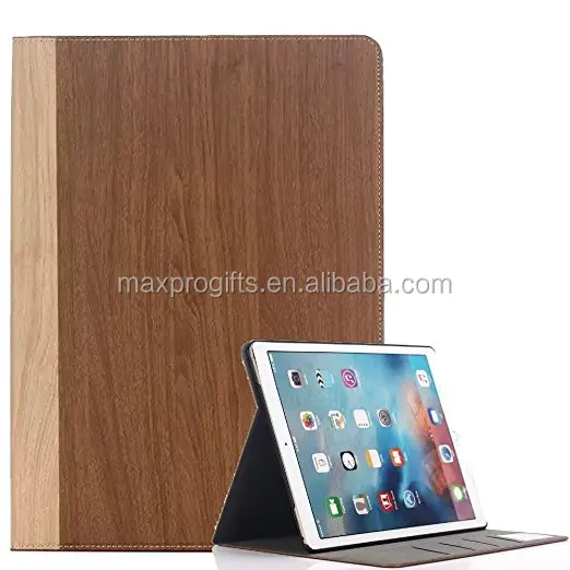 

Wood Grain Premium PU Leather Multi-angle Folio Stand Case Smart Cover for Apple iPad Pro 12.9 inch, Custom