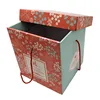 Collapsible wedding party souvenir paper gift package box with carrier string
