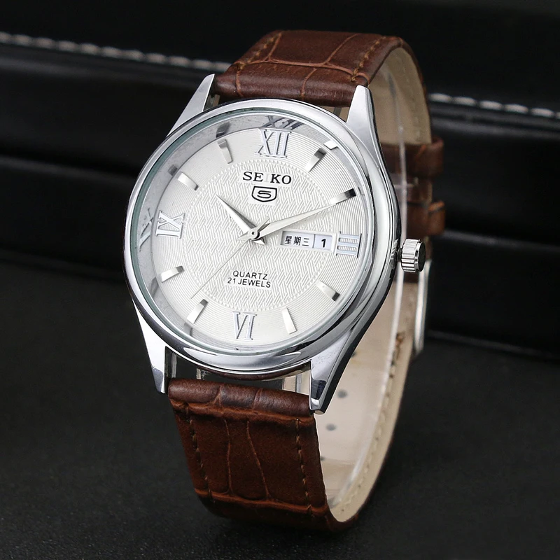 

Hand Watch OEM Black Brown Leather Watch Band Water Resistant Watches