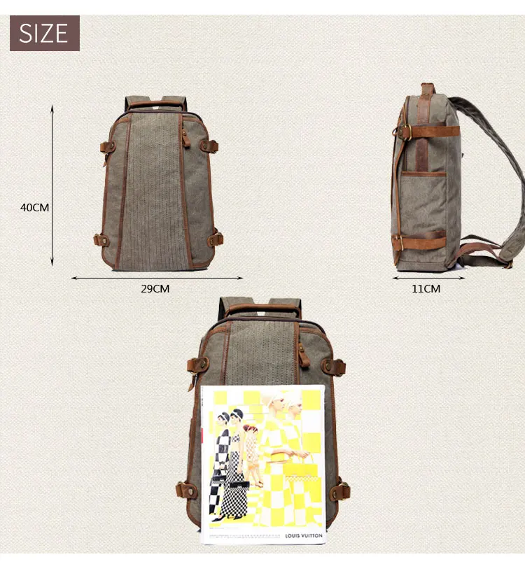 New design blank washed cotton canvas hiking leisure vintage rucksack satchel backpack back pack bags 2018