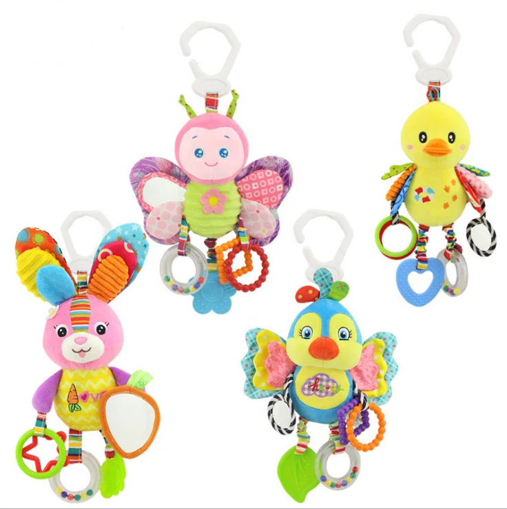 

Newborn Baby Stroller Hanging Toy Cute Animal Doll Bed Hanging peluche Rattle Bed Bell Activity Soft Toys Sleep plush rattle, Picture