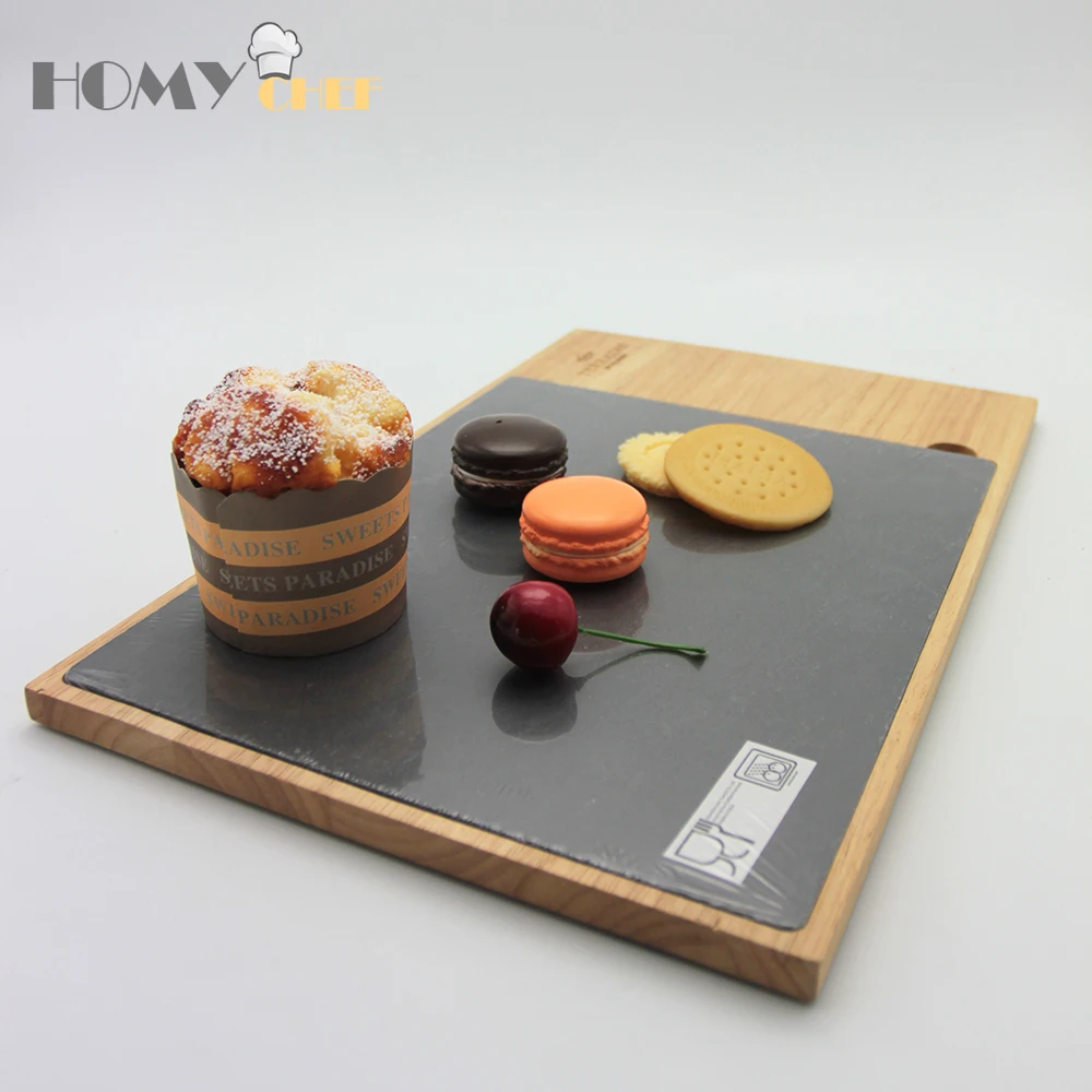 30x20cm wooden and slate stone cheese serving boards for fruit and cheese