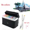 80 Colors Dual Tips Permanent Marker Pens, Alcohol Based Markers Colored Artist Drawing Marker Set with Carrying Case