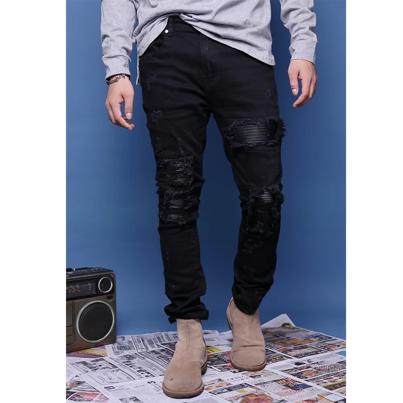 

OEM new style ripped pent style stock dropshipping men name brand jeans pent