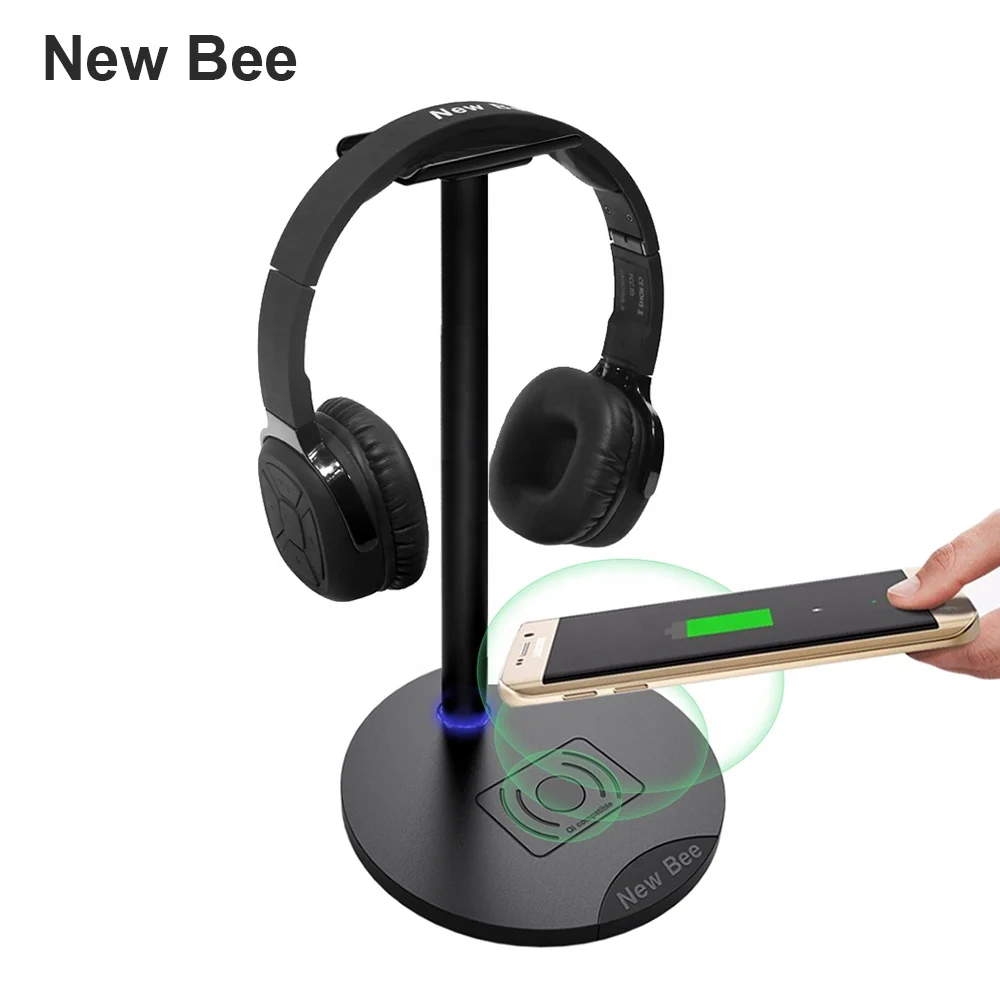 

New bee brand good quality cheap price usb wireless charging headphone stand