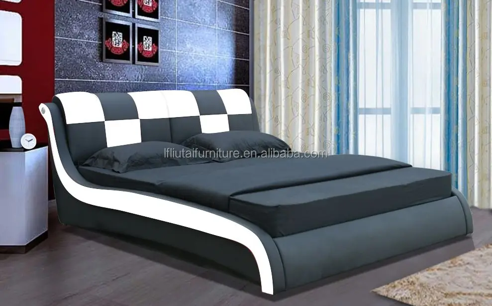 Modern Italian Bedroom Furniture Set King Size Sheets Wave Cheap Black White Soft Synthetic Pu Genuine Leather Bed Luxury Buy Luxury King Size Bed