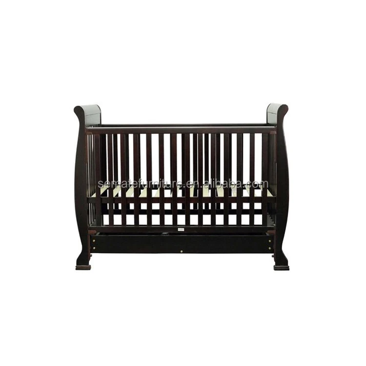 black and wood crib