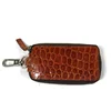Colorful custom logo top layer leather crocodile pattern zipper leather key wallet car key case shell