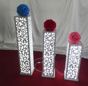 Customized Elegant Lighted White Wedding Aisle Flower Stands View Customized Elegant Lighted White Wedding Aisle Flower Stands
