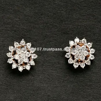 Small Flower Shaped Diamond Earring 