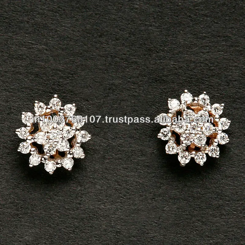 Small Flower Shaped Diamond Earring Drop At Reasonable Price Buy