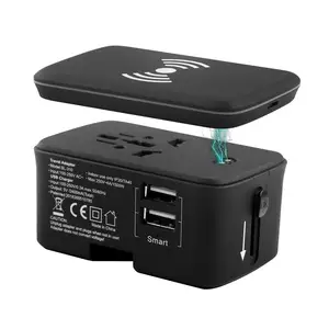China mobile accessories supplier international universal travel adapter with wireless charging