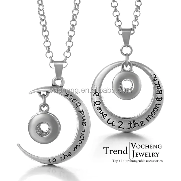 

(10pcs/lot) Sun and Moon Popper Pendant Necklace fit 12mm petite Small Ginger Snap necklace Jewelry (NN-232*10) Free Shipping