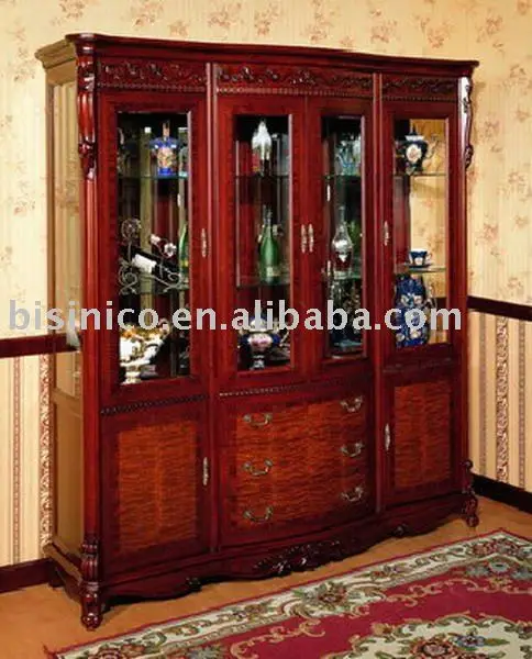 Antique French Style Living Room Wine Cabinet Curio Cabinet