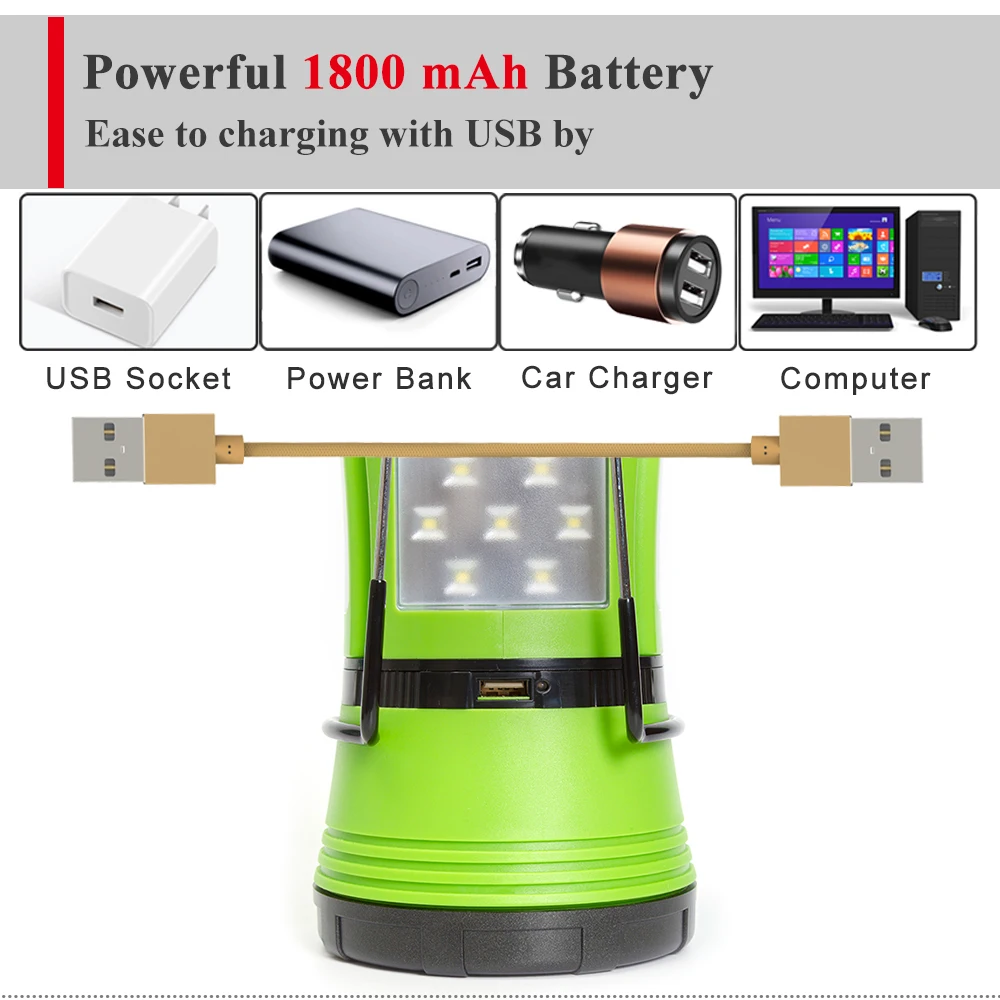 600 lumens camping lamp 18650 battery Rechargeable Camping Lantern with Detachable Portable Flashlight factory