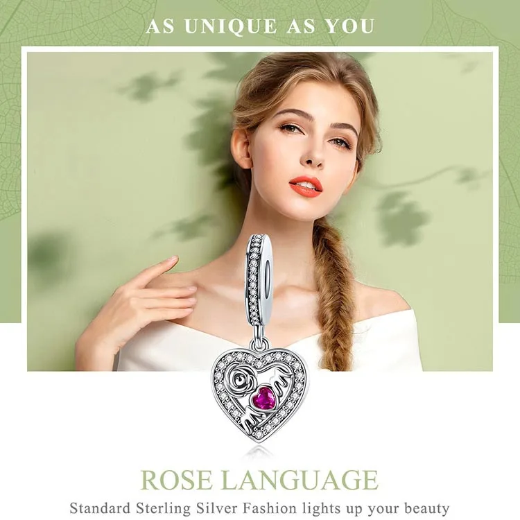 925 En Argent Sterling Amour Maman Rose Fleur Coeur Forme Pendentif Charm Fit Colliers Fabrication De Bijoux Bamoer Buy Bamoer 925 Sterling Silver 925 En Argent Sterling Amour Maman Rose Fleur