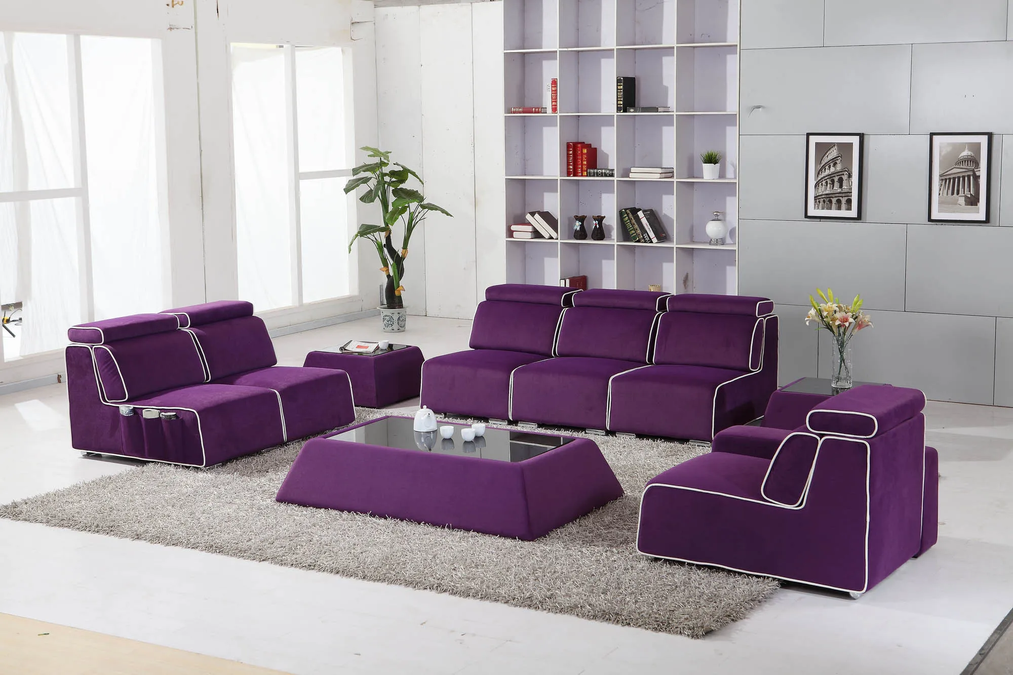 Hot Sale Purple Living Room Furniture Sofa Modern Sectional Sofa Set Buy Sectional Sofa Set