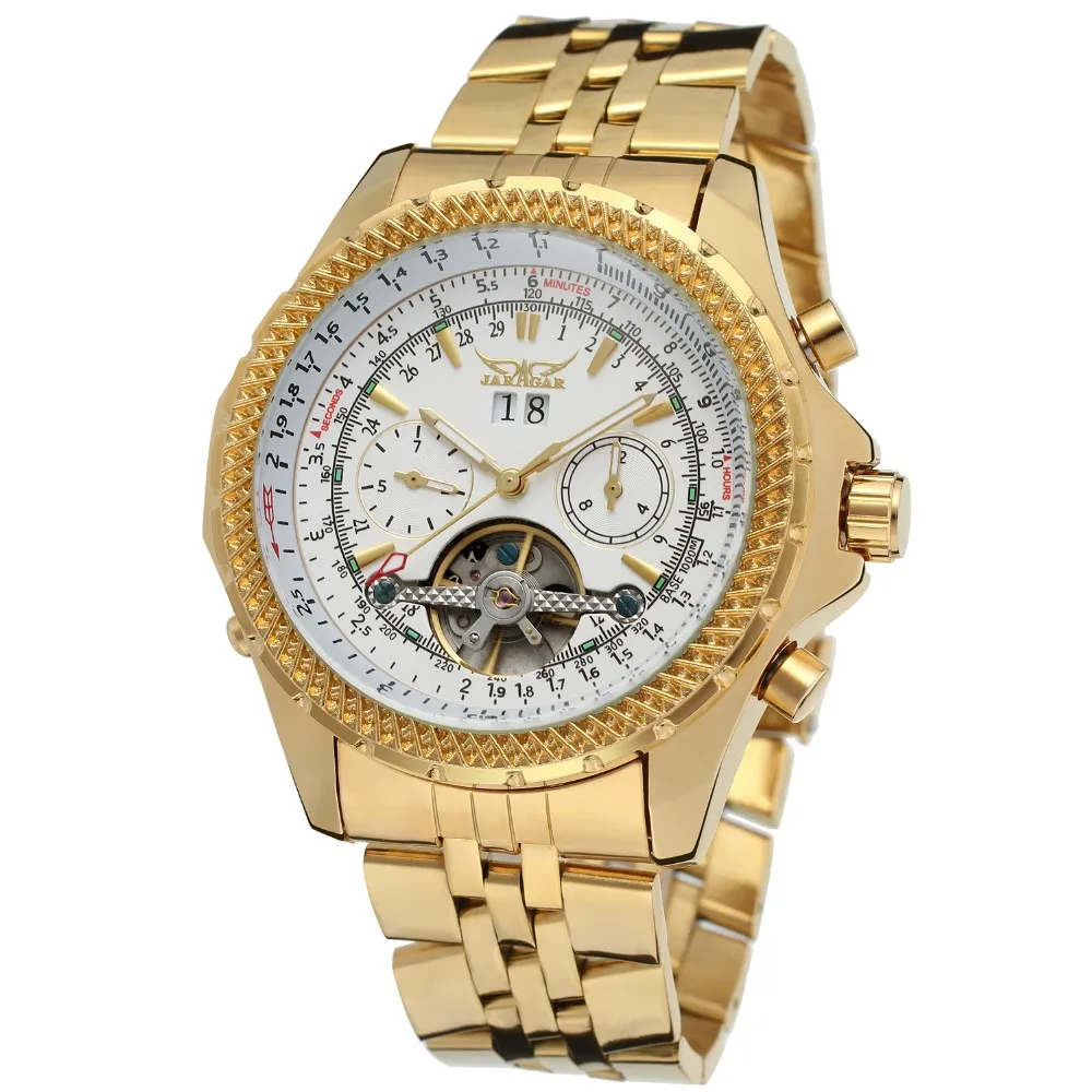 

JARAGAR Luxury Gold Hot Selling Brand relojes Man automatic tourbillion stainless steel material watches, Colourful