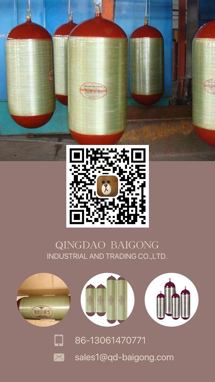 356mm 100l Capacity Type 2 Wrapped Fiberglass Steel Gas Cylinder For