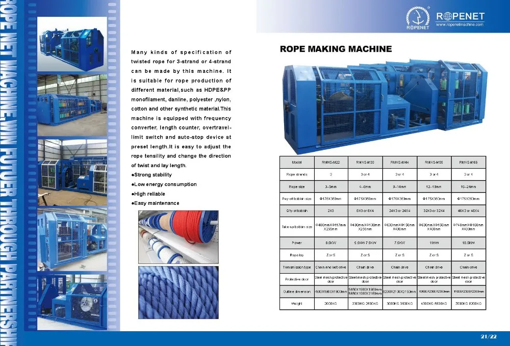 Rope Twister Equipment 3/4 Strand Twisted Plastic Polypropylene Pp Pe