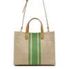 fashion custom lady color stripe blocking jute linen shopper tote bag with shoulder strap