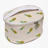 Women Girls Fruit Portable Cherry and Pineapple Print PU Leather Cosmetic Bag with Mirror