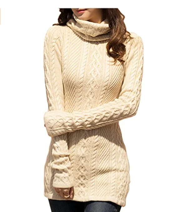 

Women Polo Neck Knit Stretchable Elasticity Long Sleeve Slim turtleneck Sweater