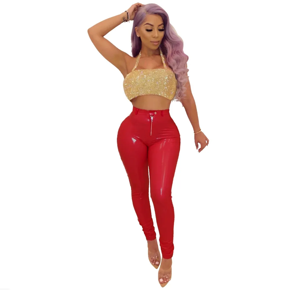 PU Leather Leggings fleece Wool Pencil pants Street office Fashion Boho Bohemian Women Lady Casual Pants trousers