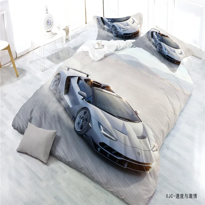 Vivid 3d Super Cars Print Bedding Set Sport Duvet Cover