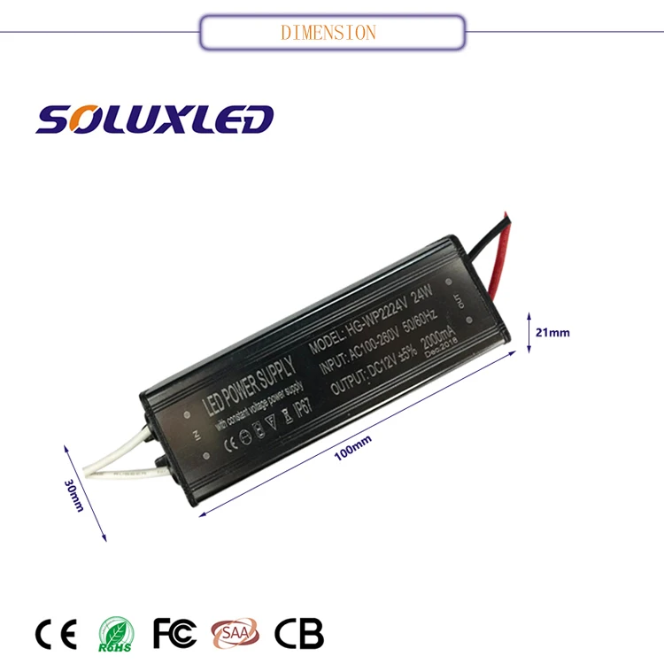 IP67 DC12V 12W 2A LED Constant Voltage Switching Power Supply