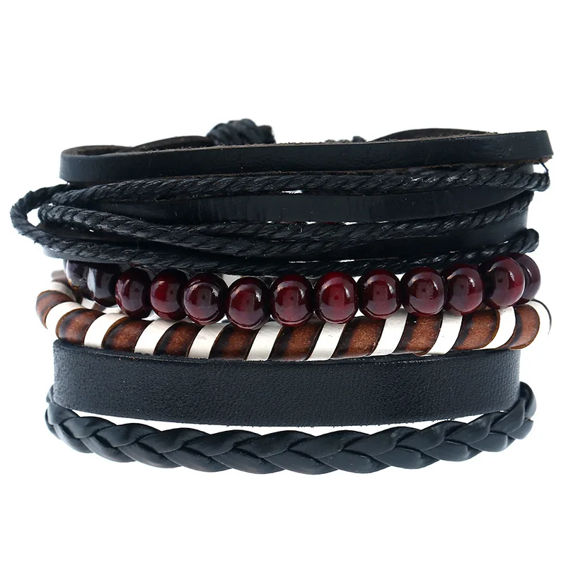 

Hot Selling New Boho Jewelry Stocks Selling Men's Leather Bracelet Accept OEM Order DIY Bracelet Set