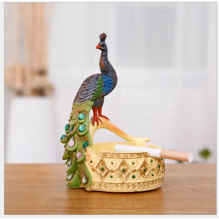 

Peacock ashtray handicraft wholesale creative ornaments ashtray resin, Custom