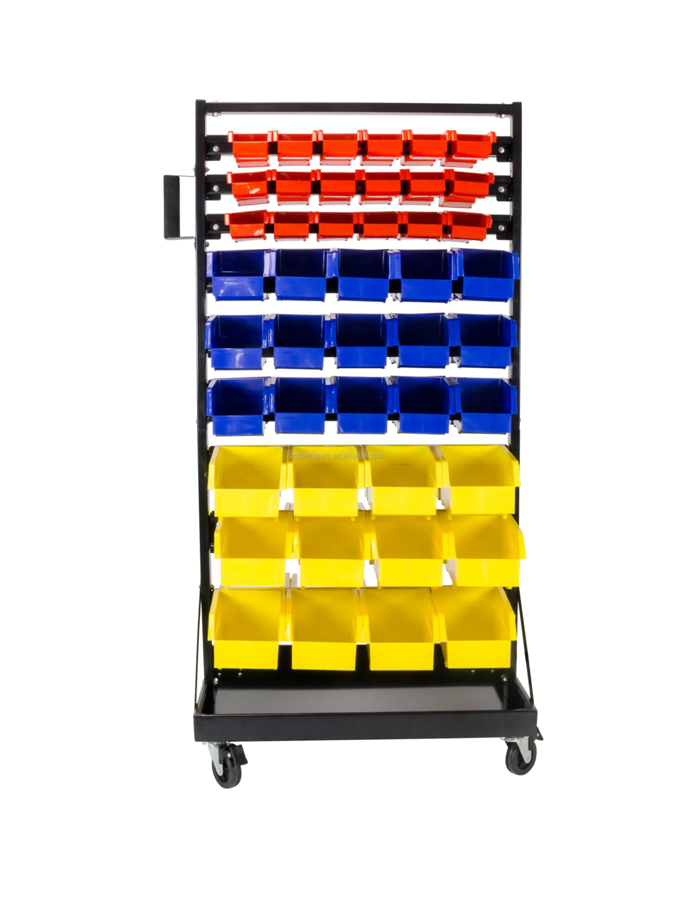 90 Bin Shop Garage Nut Bolt Parts Storage Rack Organiser Locking Wheels