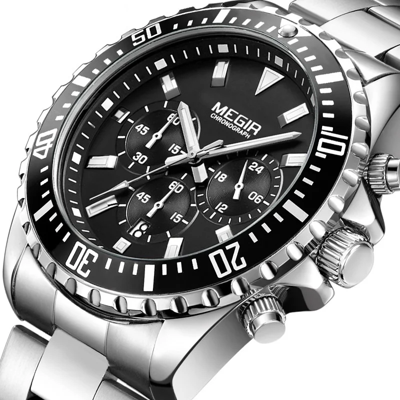 

MEGIR Watch 2064 Fashion Military Chronograph Watches Men Wrist Luxury Quartz Waterproof 24-hour Wristwatches Relogio Masculino, 4-color