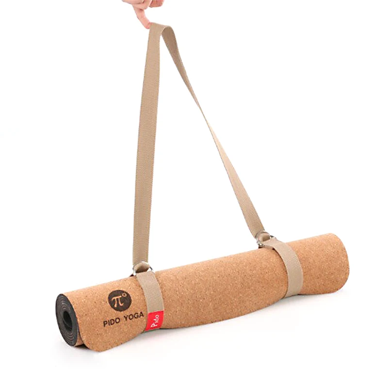 

Pido moq 1pcs natural rubber cork yoga mat with carry strap, Wooden