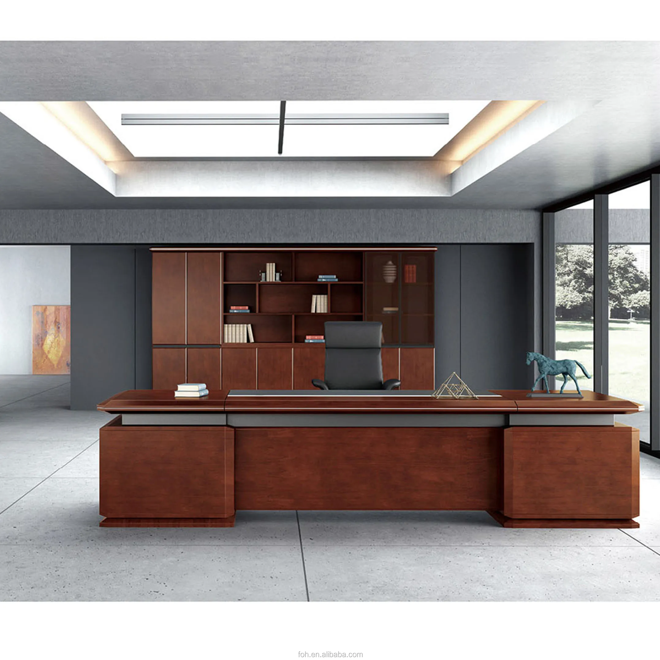 Professional Design Large Executive Desk With Credenza And
