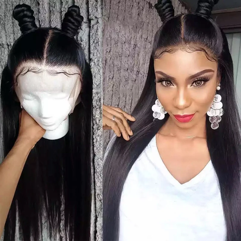 

Wholesale Price Pre plucked Natural Hairline 370 Lace Wigs Silky Straight Natural color Human Hair Wigs For Black Women