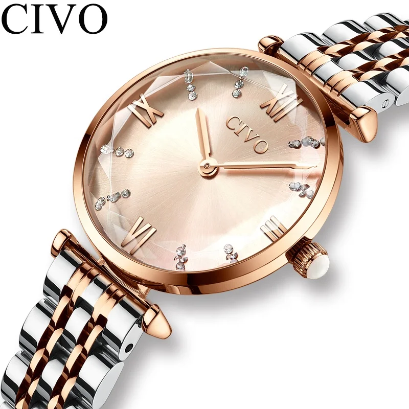 

CIVO Noble Business Women's Watch Stainless Steel Watches High Quality Wristwatch Montre Femme Waterproof Elegant Casual Clock