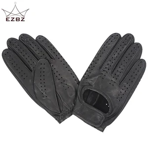 Perforated Unlined Full Finger Mens Ethiopian Sheepskin Leather Car Driving Motorcycle Gloves