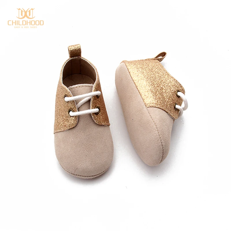 
Glitter Leather Suede Sole Baby Dress Shoes 