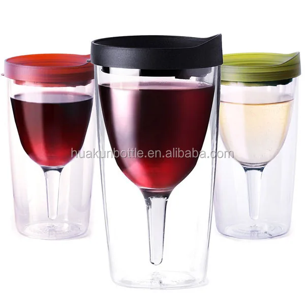 

12oz double wall insulated acrylic plastic red wine glasses with lid and straw wholesale, Custom