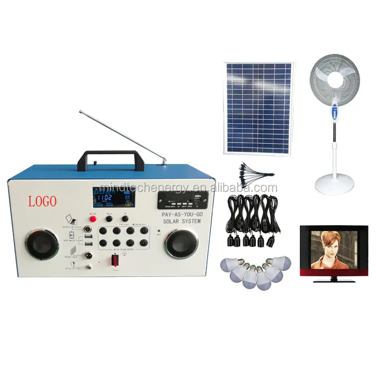 China off grid 60W solar panel solar energy system with DC fan TV lights in Africa