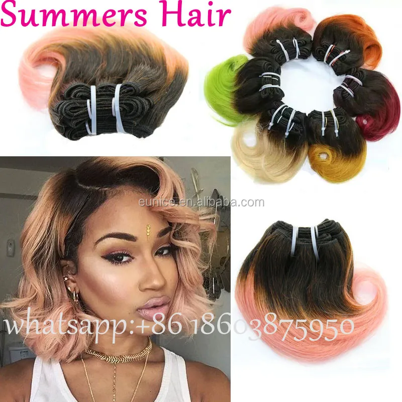 

Hot Sale 4 Bundles Body Wave Brazilian Hair Weave Short Bob Ombre Two Tone 7a Body Wave Curly Virgin Hair Extensions 100g/pack, N/a