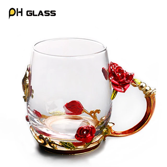 

Popular hot selling crystal heat-resistant enamel color water mug, Colored