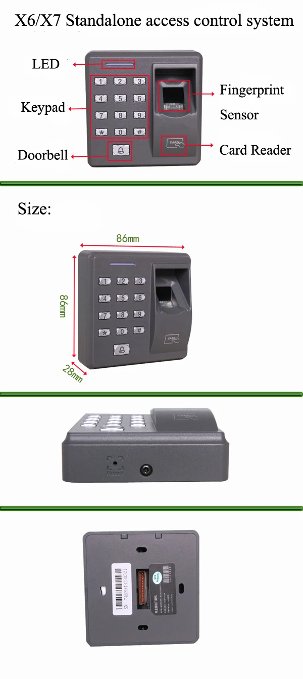 Дешевая цена пылезащитный автономный Zkteco X6 отпечатков пальцев Rfid карты контроля доступа