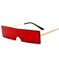 

2020 Fashionable Cool Rectangular Sunglasses UV400 Man Woman Trend Europe and America Small Frame Rimless Sun Glasses Wholesale