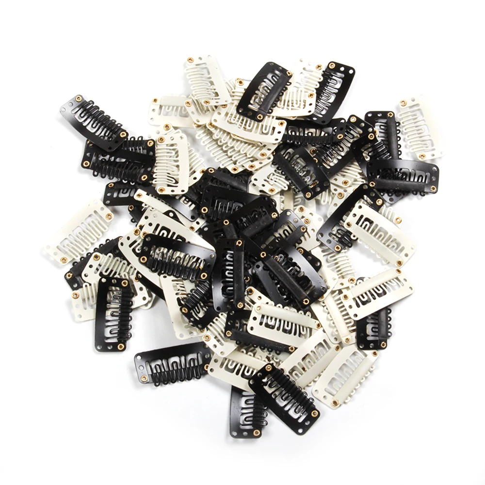 

AliLeader Wholesale Price 100 Pcs U Shape Snap Metal Hair Clips for Hair Extensions Weft Clip-on Wig