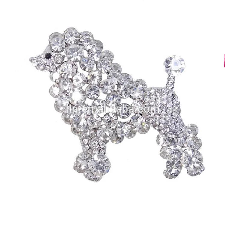 

Clear Crystal Poodle Dog Brooch For Decoration