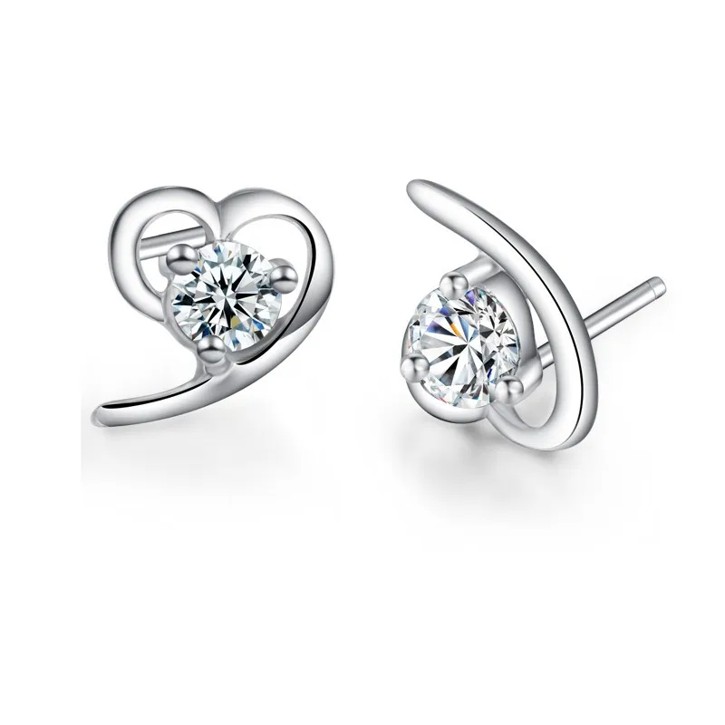 

Solid 925 silver heart shape earrings for women