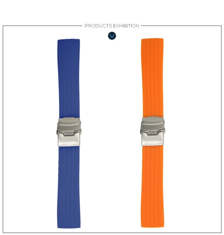 Sport Style Soft Multi Colors Stripes Grain 24 mm Silicone Watch Strap 